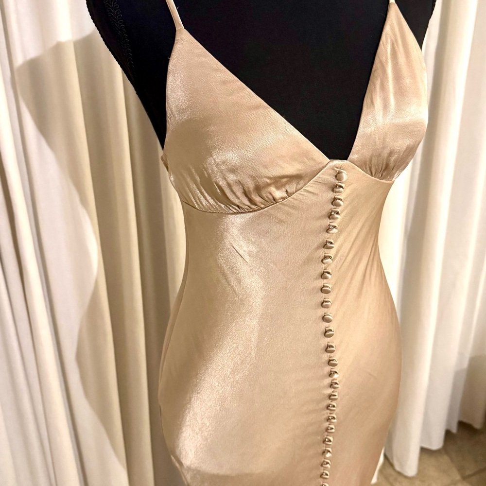 La Lune Bias Slip Dress- Gold View 5